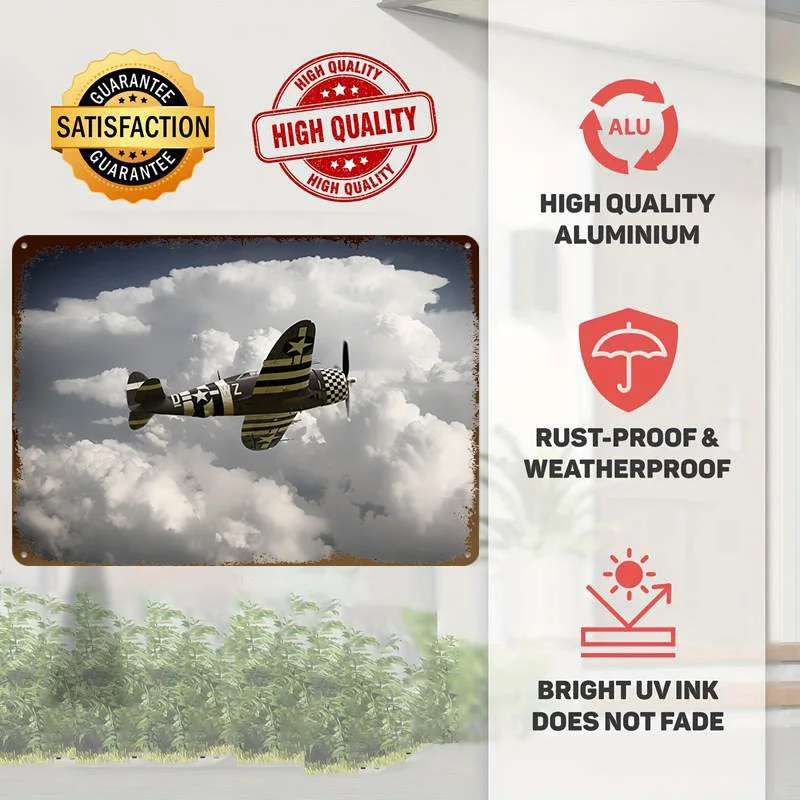 USAF P47 Thunderbolt Metal Poster Customized Wall Art Retro Vintage Metal Signs for Man Cave Bedroom Decoration Room Accessories