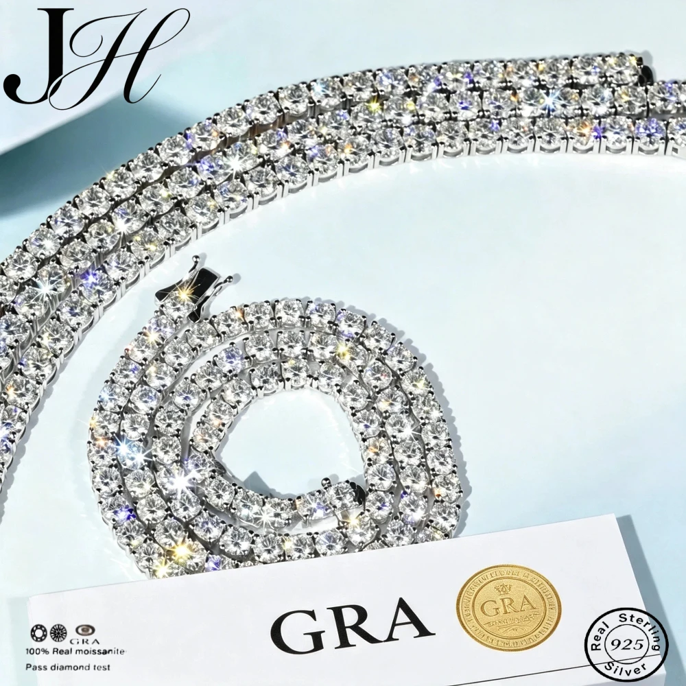 JoiasHome 3-4mm Moissanite Tennis Bracelet 925 Sterling Silver Full Dia GRA Sier Wedding Party Jewelry Bracelets For Women Man