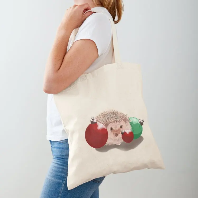 

Hedgehog surrounded by Christmas Ornaments Tote Bag personalized tote bag Women's handbag hand bag Reusable bags