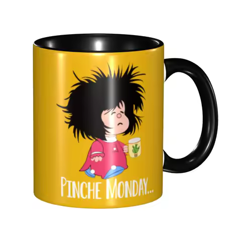 Pinche Monday Funny Mafalda Coffee Mug DIY Customized Quino Argentina Comic Ceramic Mug Cup Creative Gift