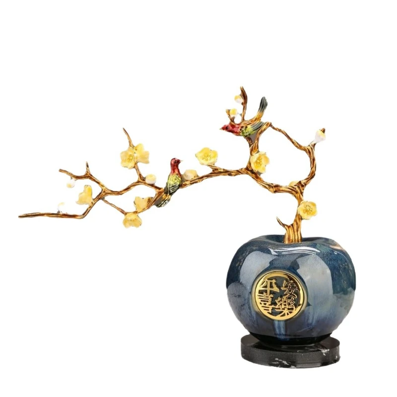 LTT New Chinese Zinc Alloy Apple Ornament Light Luxury Creative Living Room Entrance Wine Cabinet Home Decoration