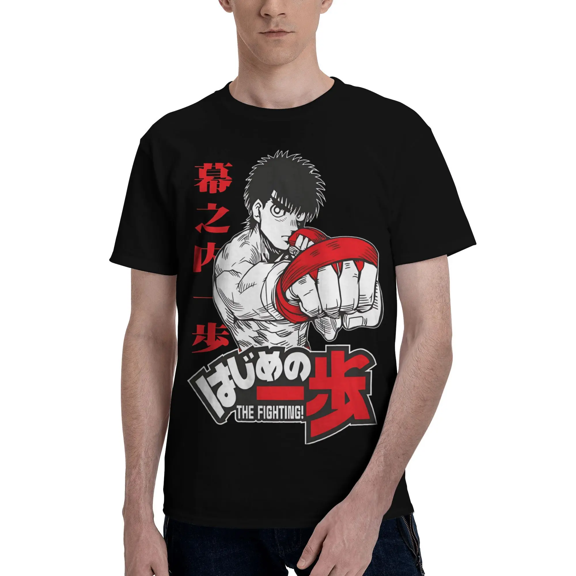 

New 2025 yaer Manga style Illustration of a Boxer with Wrapping, and Japanese Text t shirt men sleeve shirt