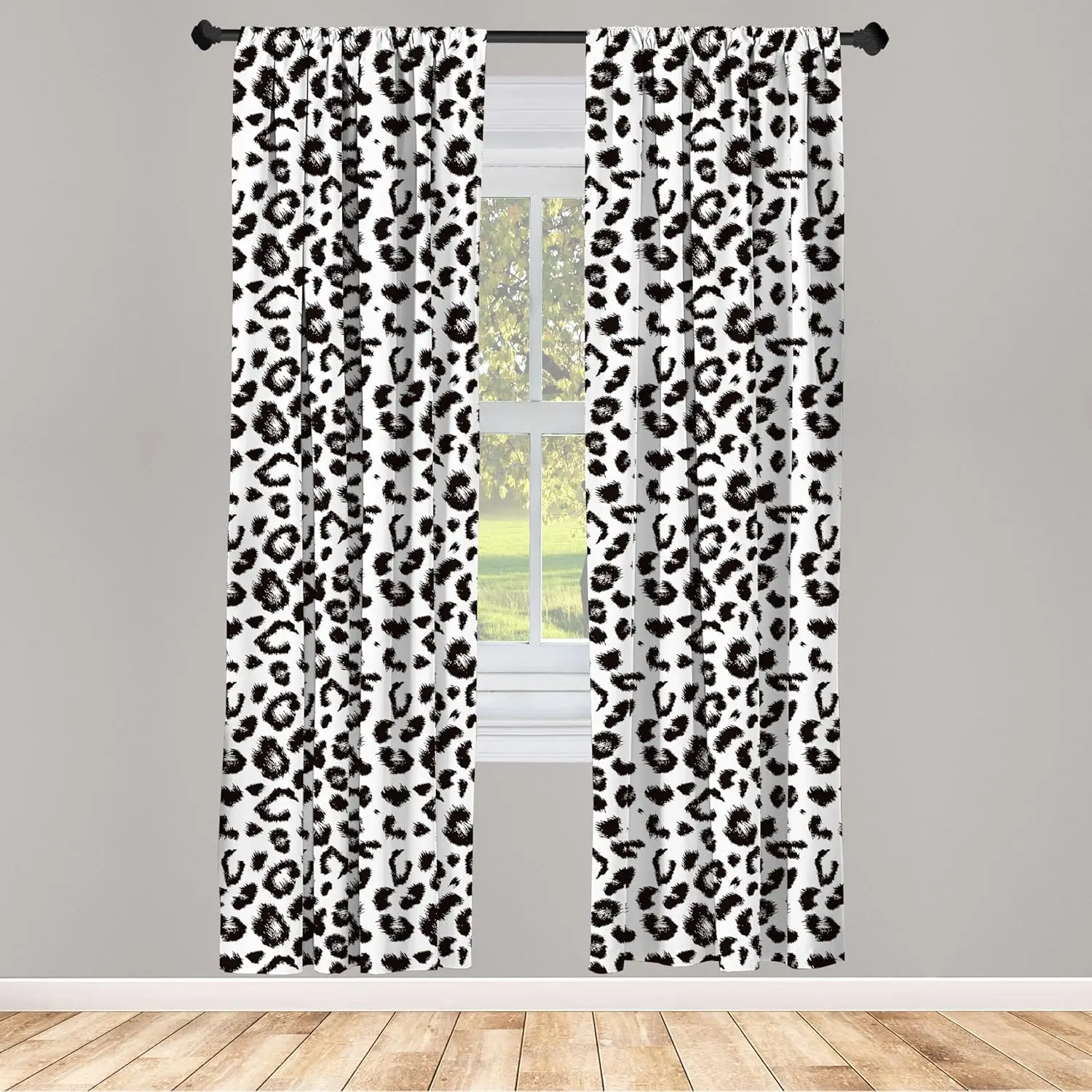 Black Leopard Print Curtains for Living Room Bedroom Window Decoration Animal Home Textile