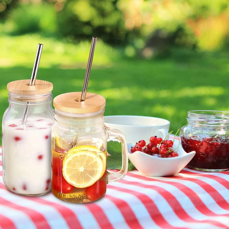 4X Reusable Bamboo Jar Lids 70MM Bamboo Mason Jar Lids With Straw Hole For Wide Mouth Mason Jar