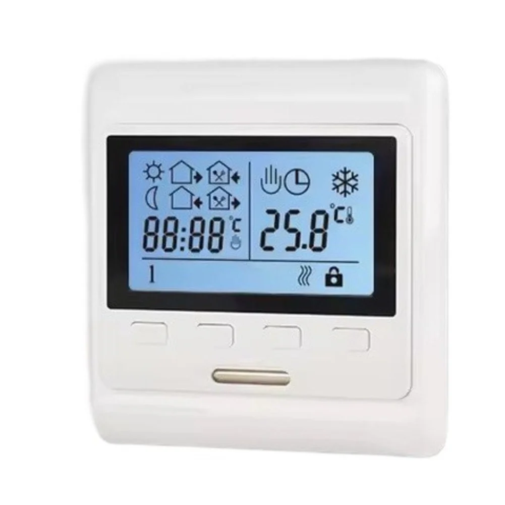 16A Programmable Underfloor Heating Thermostat 86x86mm White PC Weekly Timer Dual Sensor Electric Floor Temperature Controller