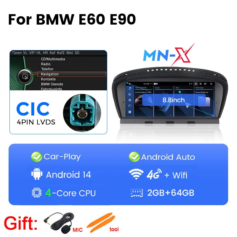 NaviFly MN-X EU Voorraden Draadloze Carplay Intelligente Auto Systemen Voor BMW E60 E61 E63 E64 E90 E91 E92 CCC Video Multimedia Speler