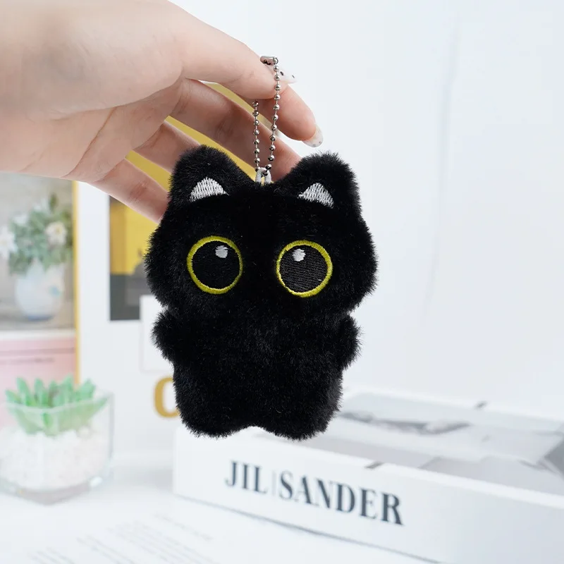 Nette Plüsch Big Eyed Schwarze Katze Puppe Anhänger Mädchen Rucksack Puppe Anhänger Paar Tasche Schlüsselbund Telefon Charms Tasche Anhänger Zubehör