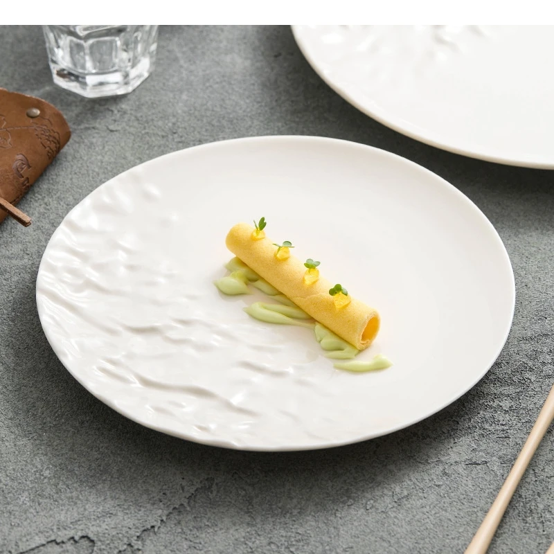 

White Ceramic Dining Plate Gathering Steak Restaurant Specialty Cooking Dishes Home Breakfast Dessert Pasta