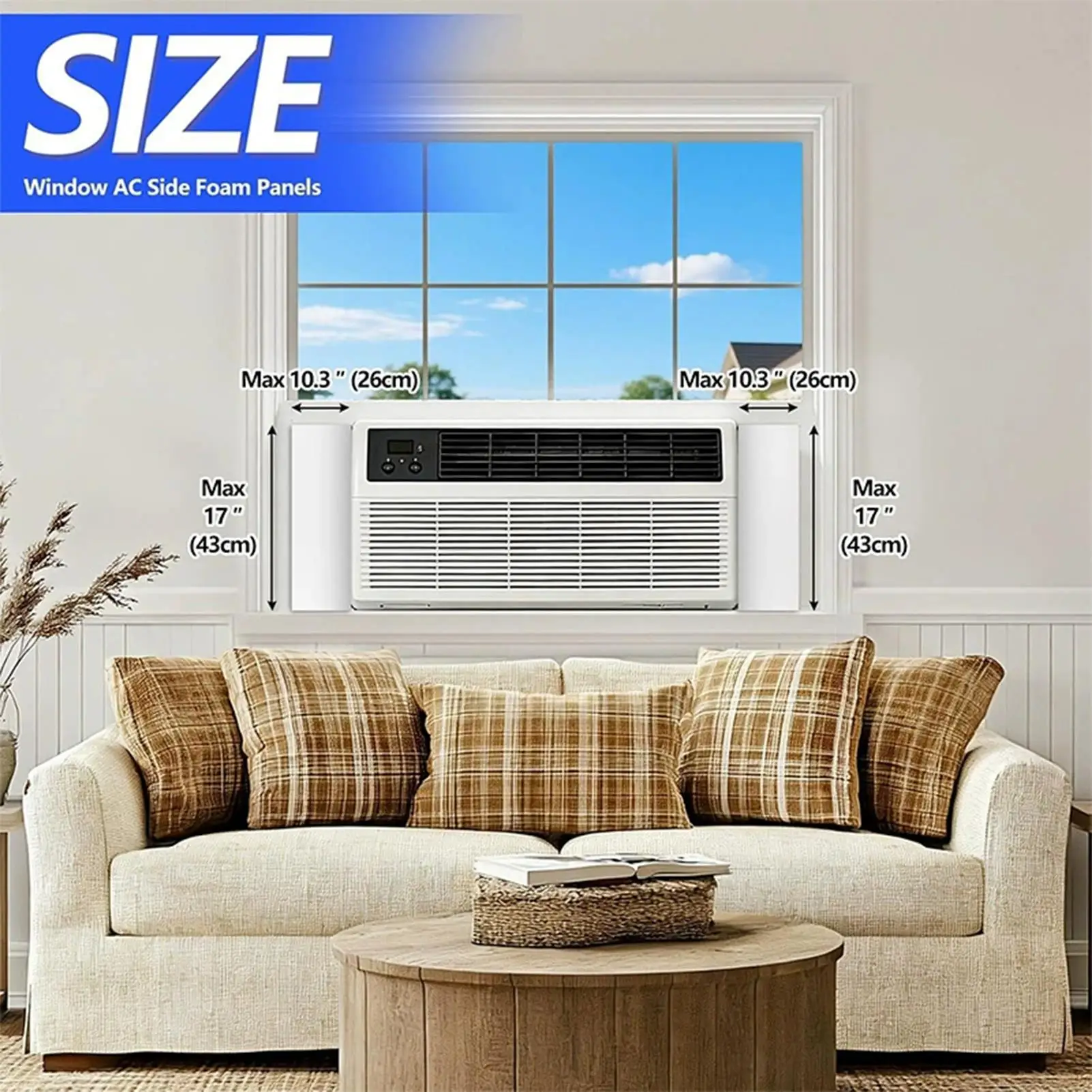 Window AC Side Panels 2 Pieces With Adhesive Foil Foam Waterproof Window AC Insulation Panels For Home Apartment Office