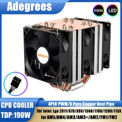 x99 Processor CPU Cooler 6 Heat Pipes 4PIN PWM Cpu Cooler For Intel Lga 2011 1366 1200 1150 1155 1156 X79 1700 1151 AM4 AM3 AM5