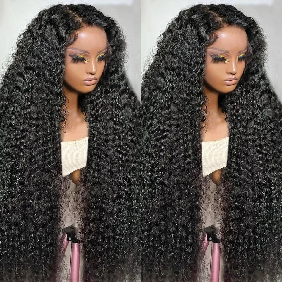 Perruque Lace Front Wig Remy Brésilienne Naturelle, Cheveux Bouclés, Deep Wave, 13x6, 5x5, 13x4, 30 40 Pouces, 250% de Densité, pour Femme