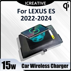 Wireless Car Charger Qi 15W Fast Charging Pad for Lexus ES ES200 ES260 ES300H 2022-2024 Car Accessories Wireless Charger Holder