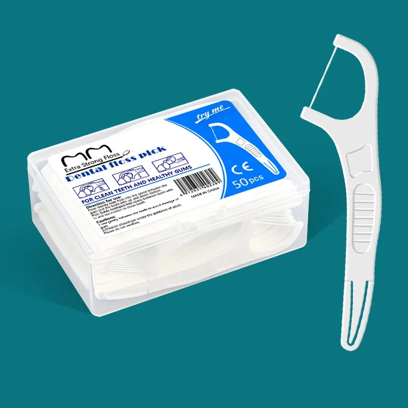 50pcs Super Fine Dental Floss Picks Toothpicks Interdental Brush Teeth Cleaning Sticks Oral Hygiene Care Pack for Daily Use