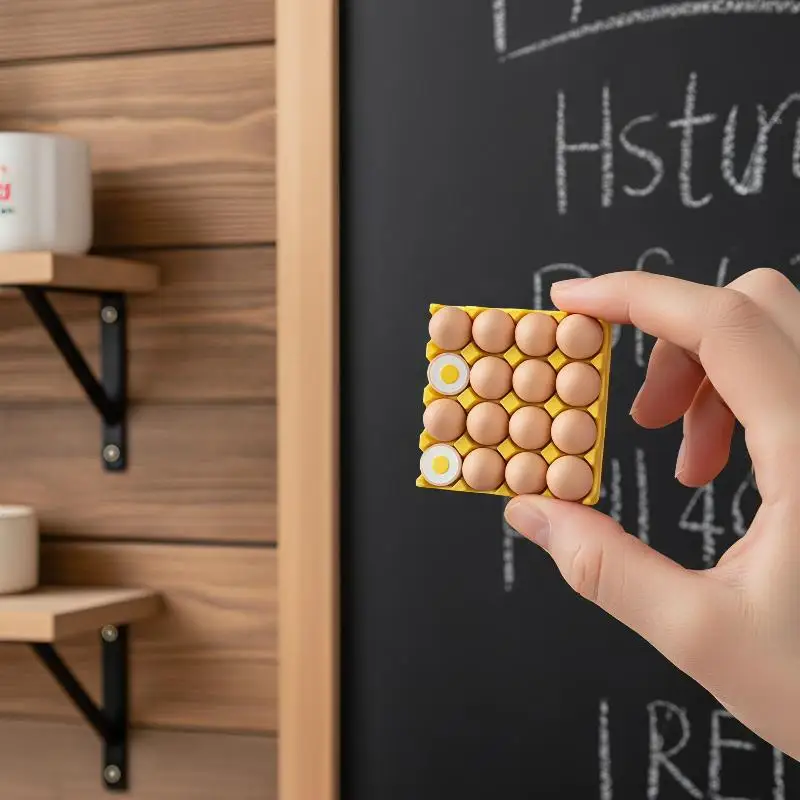 Cute Egg Creative Magnetic Refrigerator Message Sticker 1PC Portable Cooking Note Holder for Travel Kitchen Dorm Use