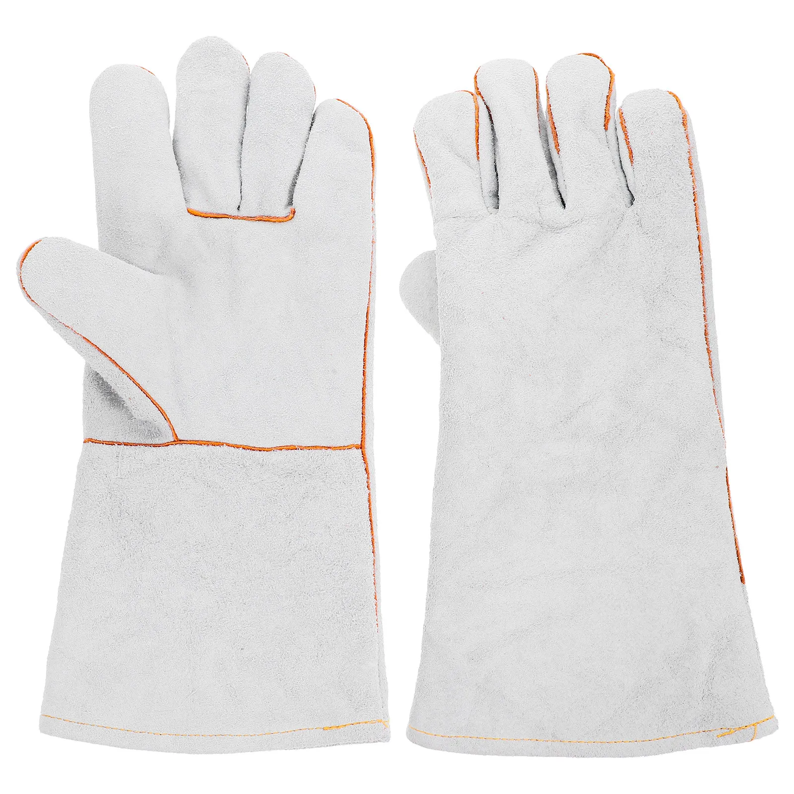 1Pair Cowhide Welding Gloves for Men Long Heat Resistant Protective Work Gloves Ergonomic Design for Welding Soldering