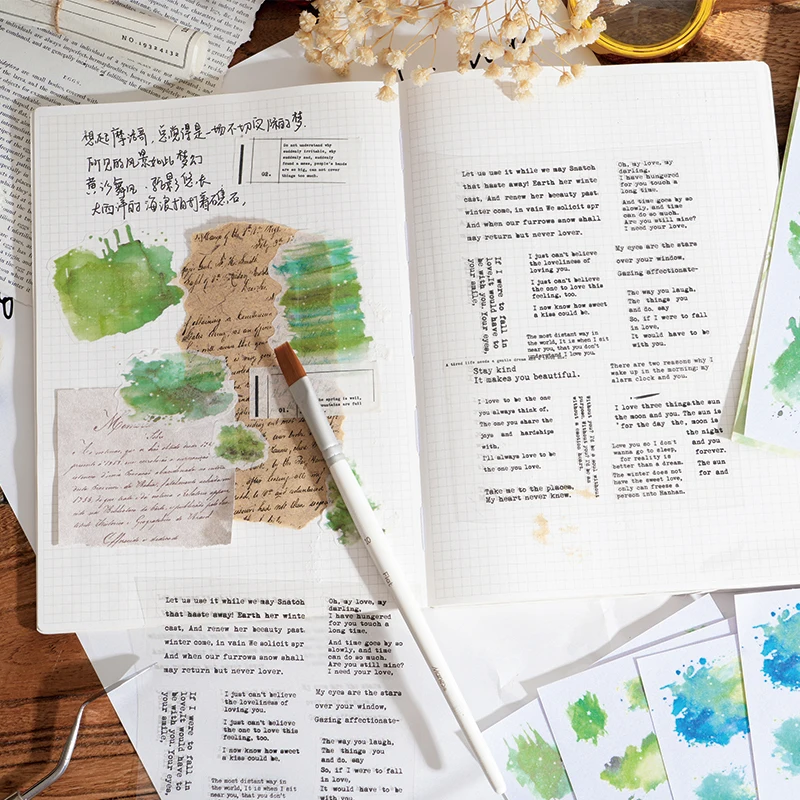 Journal GO 10pcs/lot Watercolor Trace Sticker Creative DIY Journal Collage Scrapbooking Decor Romance of Watercolor Stickers