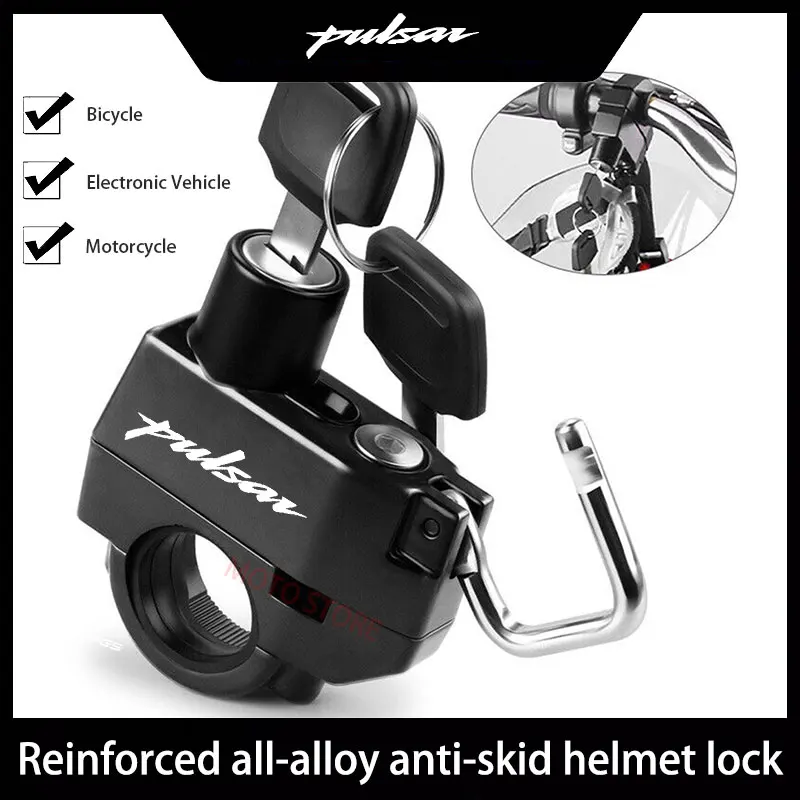 

For pulsar Anti-theft Helmet Lock Handlebar Mount Motorcycle Electric Motorbike Universal Security Metal Lock 22mm-26mm with Key