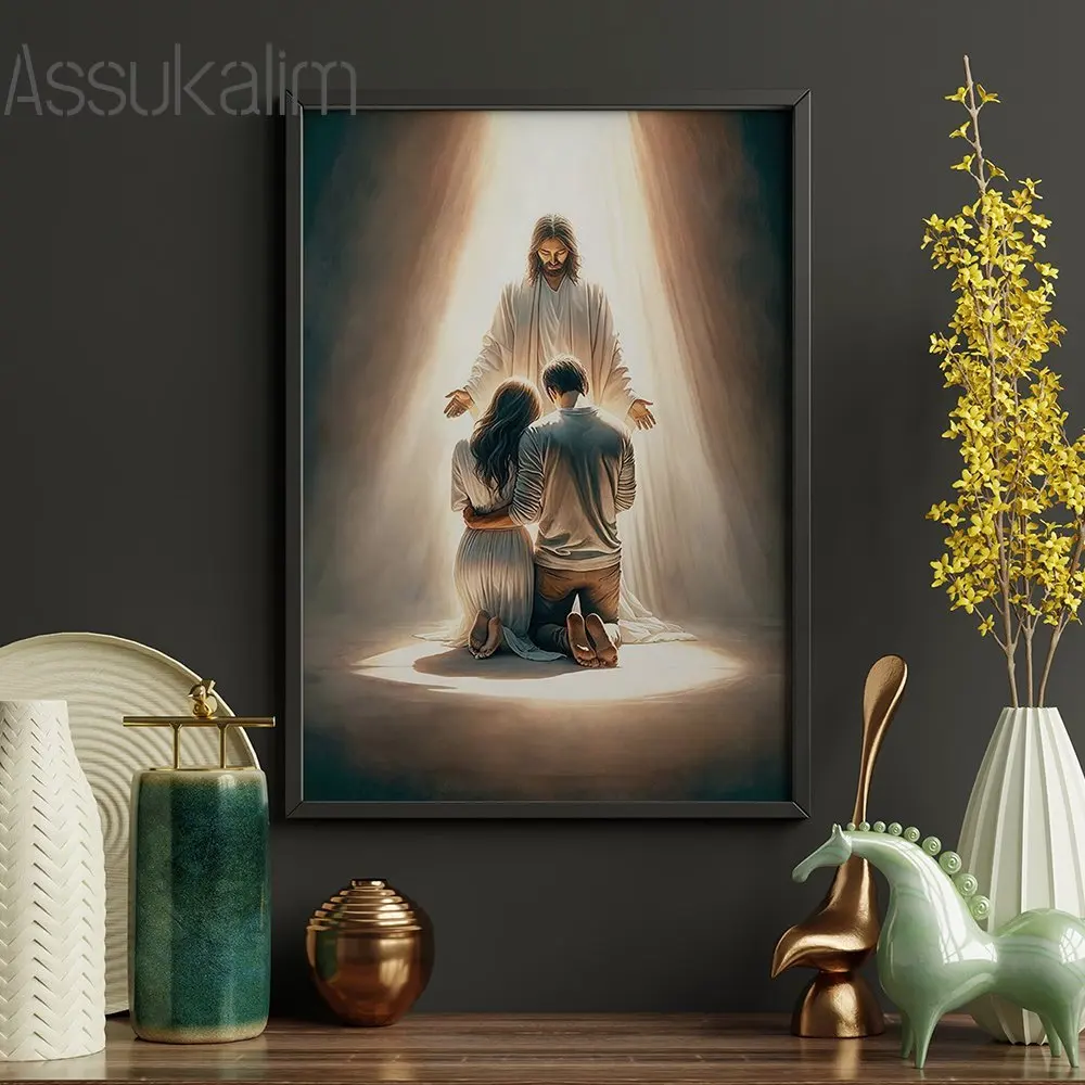 Modern Christian Wall Art Jesus Easter Canvas Paintings Believers Praying Painting Poster Living Room Bedroom Decor No Frame
