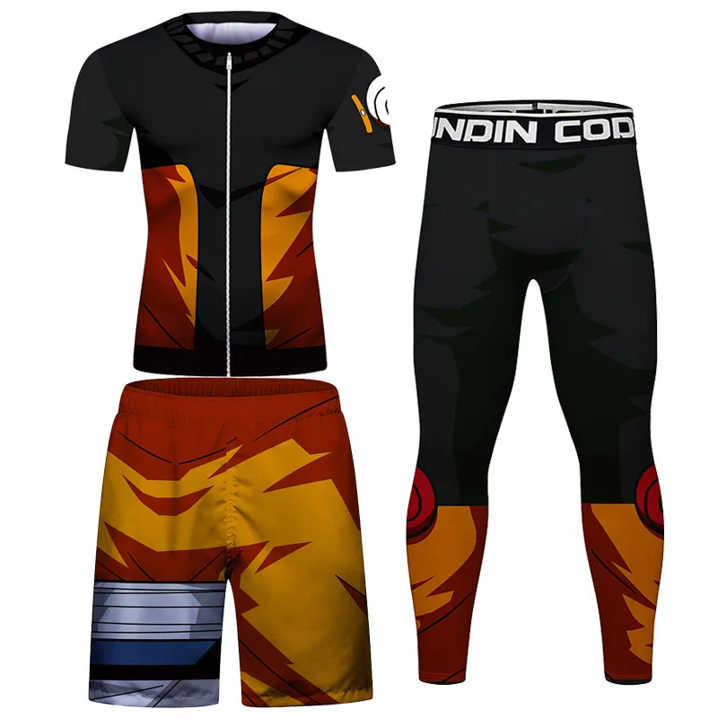 Sport Sets Men MMA Rashguard Jiu Jitsu T shirt+Pants BJJ Boxing Jerseys KickBoxing Muay Thai Shorts Tights Fitness Trained Suits