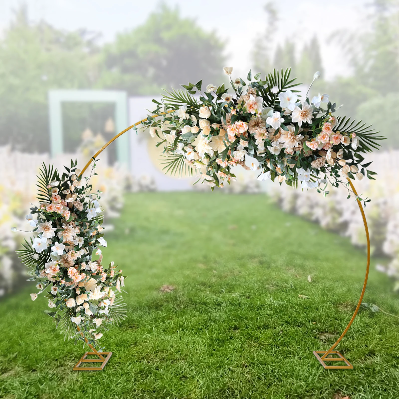 Outdoor Single Tube Circular Wedding Bracket Arch (Width 2.6 Meters, Height 2.20 Meters) in Gold