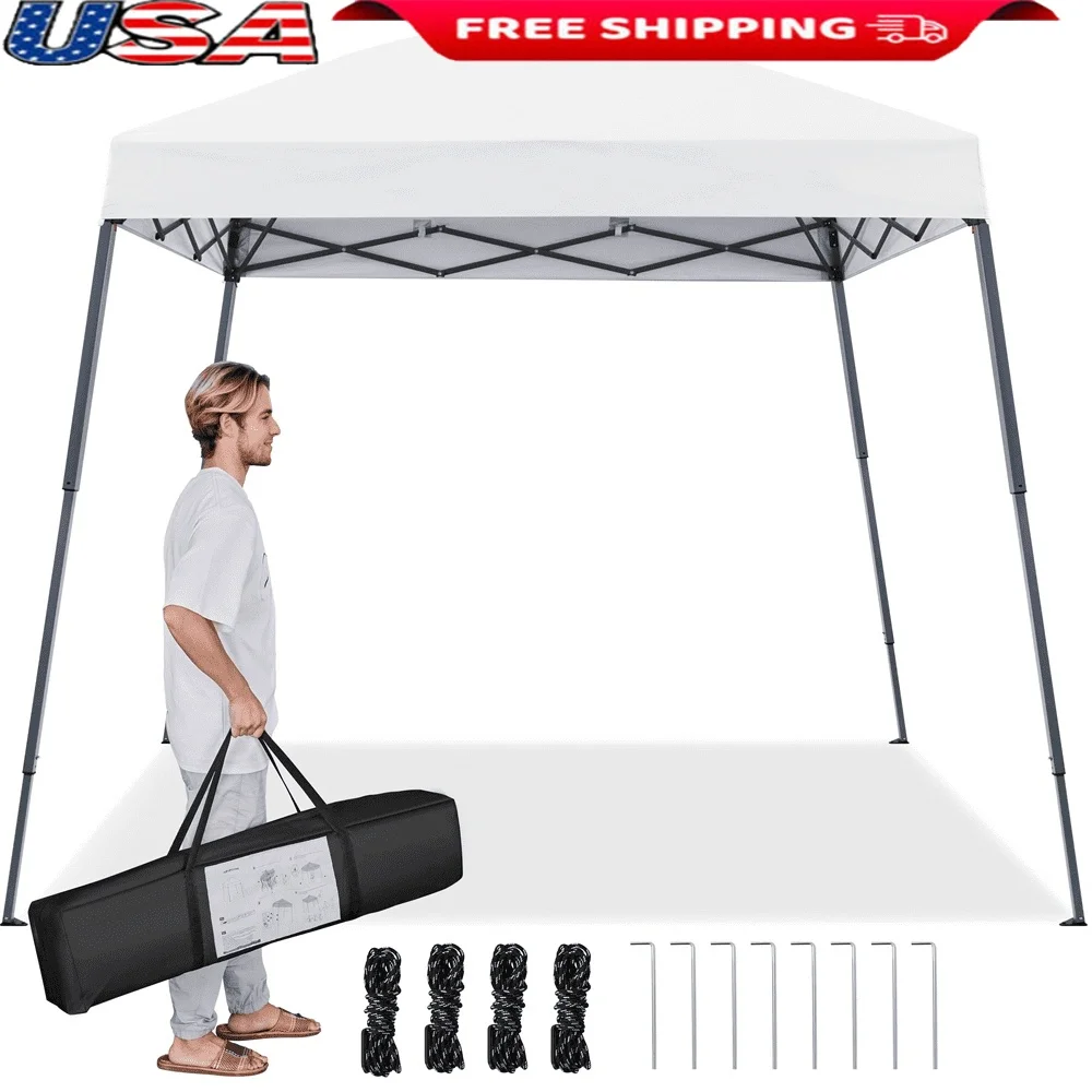 

10x10ft Pop-Up Canopy Tent with Carry Bag Adjustable Height UV Protection Outdoor Events Beach Parties Picnics Camping