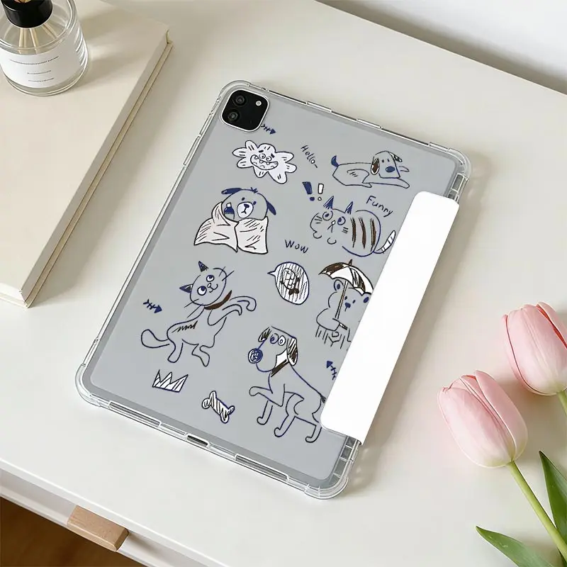 With Pen Holder Tri‑Fold TPU Bumper Case For Xiaomi Pad 7/7Pro 8/8Pro 11.2 Xiaomi Pad 5/5Pro 6/6Pro 11 inch Redmi Pad SE 11