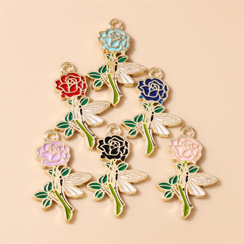 20 Stück 18x28mm Niedliche Emaille-Rosenblüten-Anhänger für die Herstellung von Halsketten, Ohrringen, Armbändern, DIY-Bastelarbeiten, Schmuckzubehör – Detail 12
