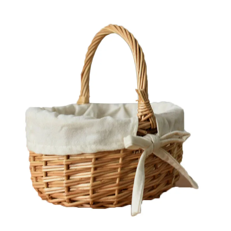 Small Portable Storage Picnic Mini Flower Baskets Wicker Knitted Vegetable Basket