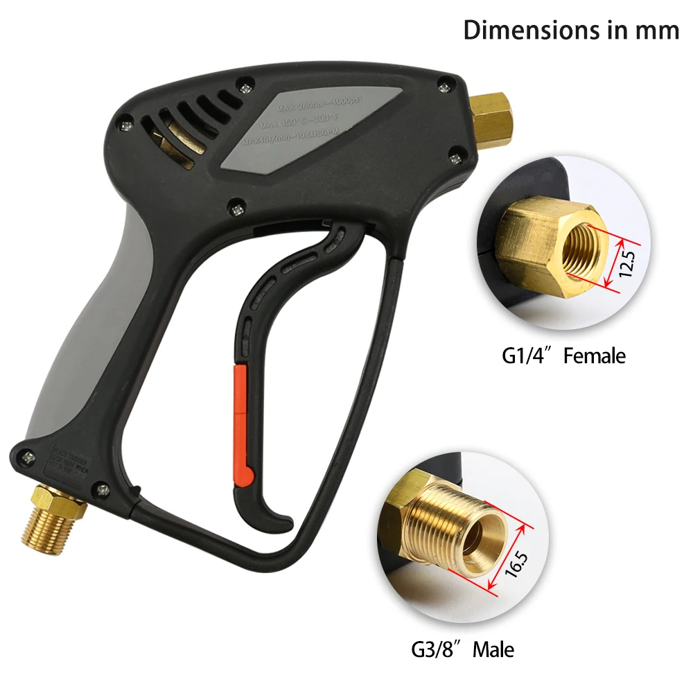 High Pressure Water Spray Gun 280bar 4000psi G3/8