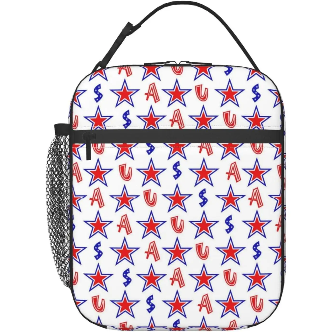 

American Flags and Letters USA Portable Insulated Lunch Bag Waterproof Lunch Tote Lunchbox for Men Women Perfect for Office