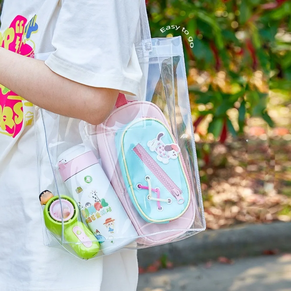 

New Large Capacity Tutoring Bag PVC Portable Handbag Transparent Tote School Office