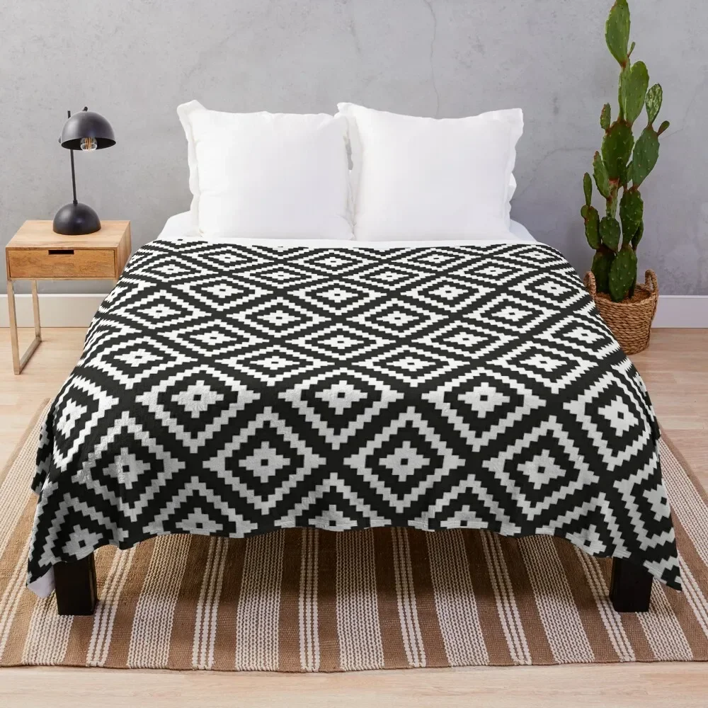 

Aztec - White on Black Throw Blanket Blankets For Baby Blankets For Bed Sofa Quilt Blankets