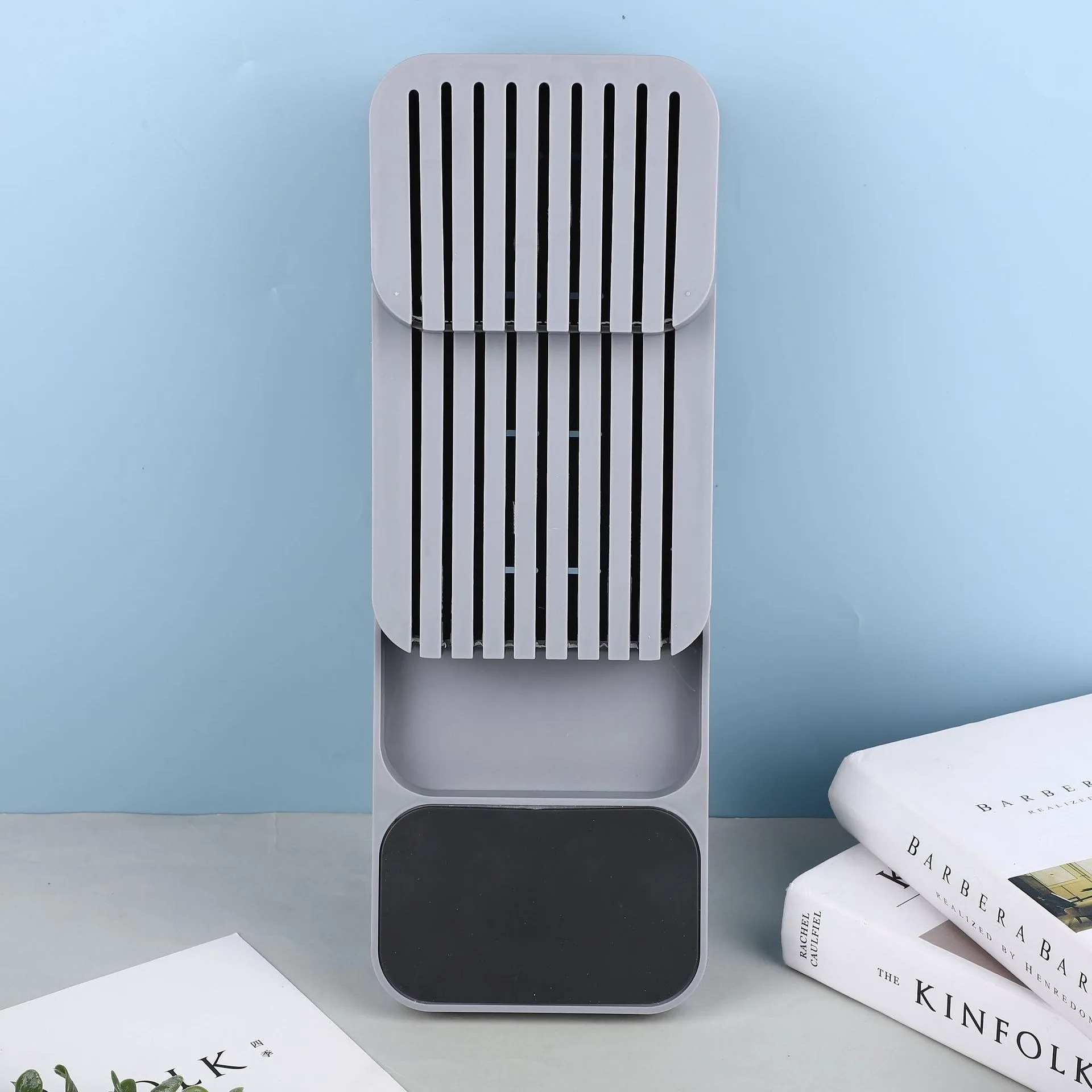 Kitchen drawer storage tray knife holder, quick draining ventilated tableware organizer tool holder container