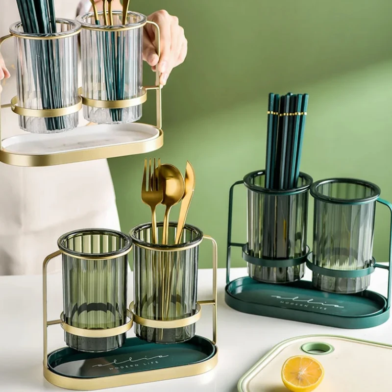 

Держатель для акриловых палочек из кованого железа — сливная стойка и ведро для хранения — идеально подходит для столовых приборов, ложек, вилок и палочек для еды