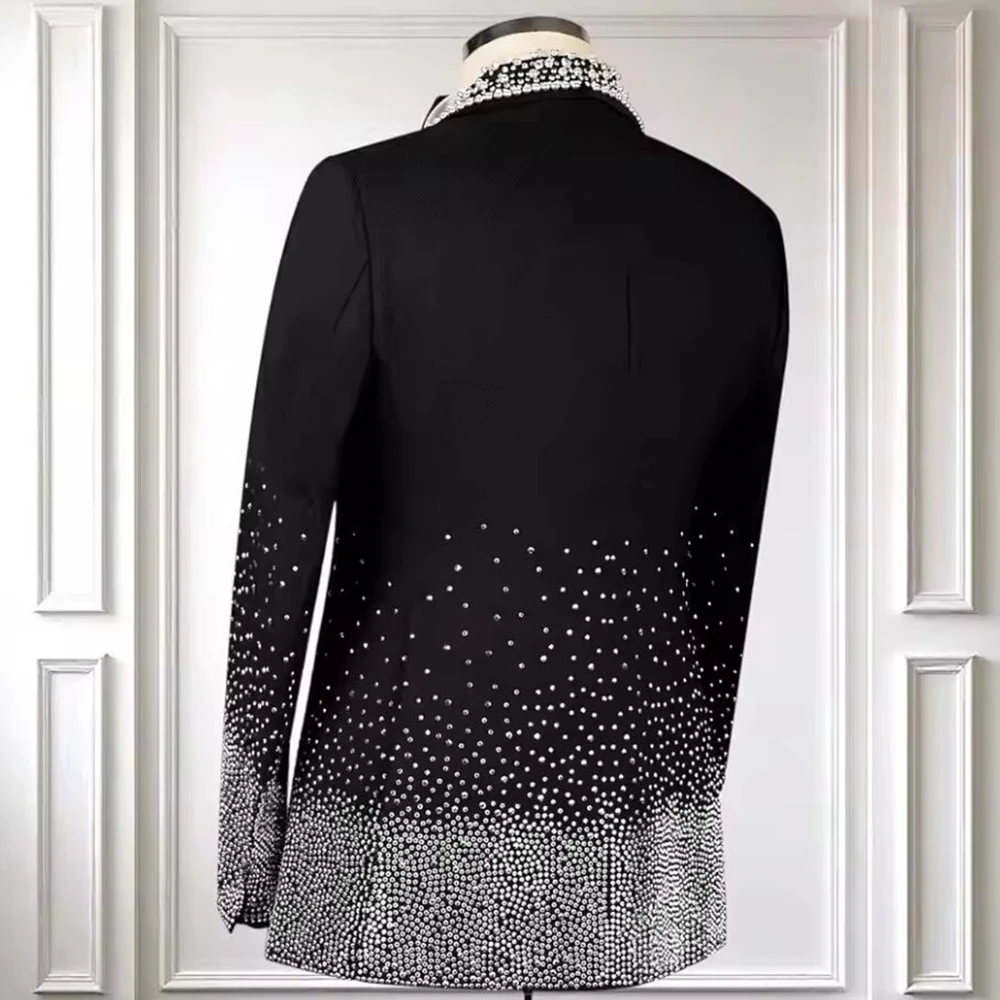 Luxury Rhinestone Beading Suit Man For Wedding Single Breasted Jacket Vest Pants 3 Piece Sets Groom Tuxedos Formal Wear Outfits