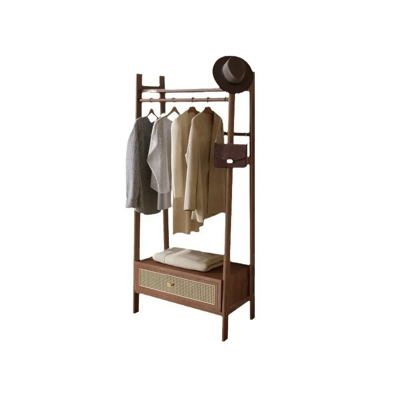 

wabi-sandy wind solid wood floor-to-ceiling hanger, Nordic simple bedroom multi-function, Japanese storage vine