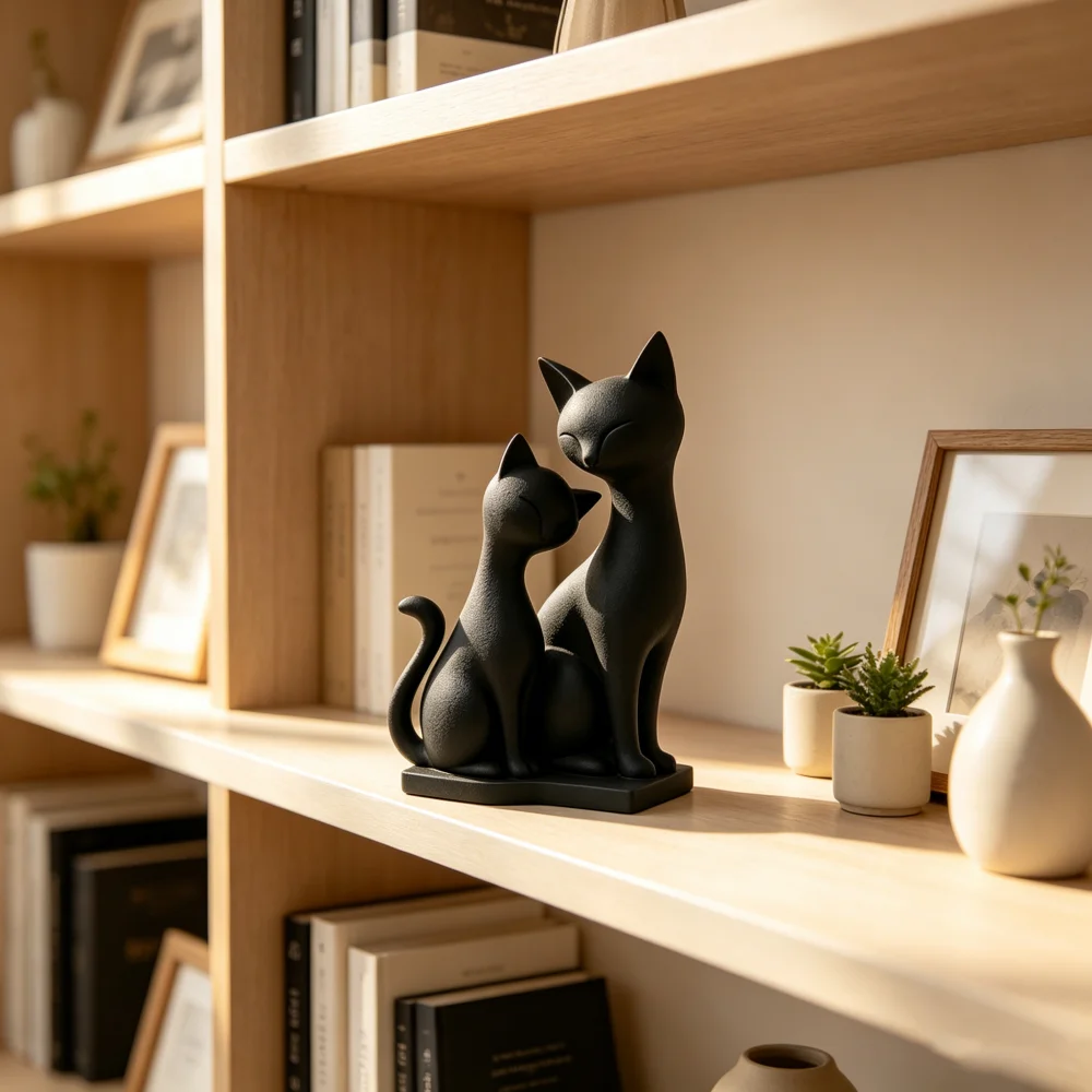 Black Cat 3D printed figurine Minimalist Animal Figurine Home Decor Aesthetic Valentine Gift for Tabletop Decorative Craft