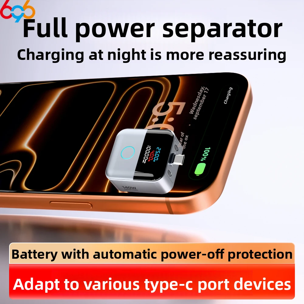 New Safety 140W PD Fast Charging Auto Powe-Off Protection Type-C Charger Connector RGB Light Overcharge Prevention For Phones