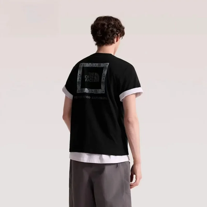 THE NORTH FACE Paisley Print FlashDry Quick Dry Crew Neck Short Sleeve T Shirt Loose Fit Breathable Outdoor Sports
