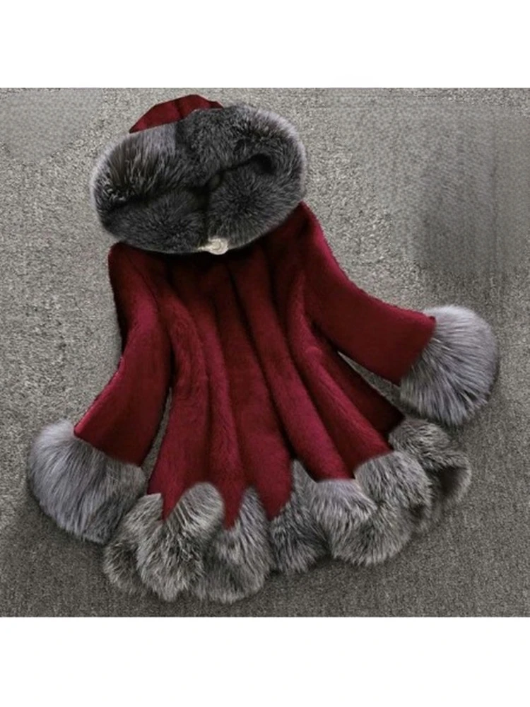 French Elegant Gentle Noble Gorgeous Winter Ladies Warm Charming Exquisite Simple Faux Fur Solid Color Short Hooded Outerwear