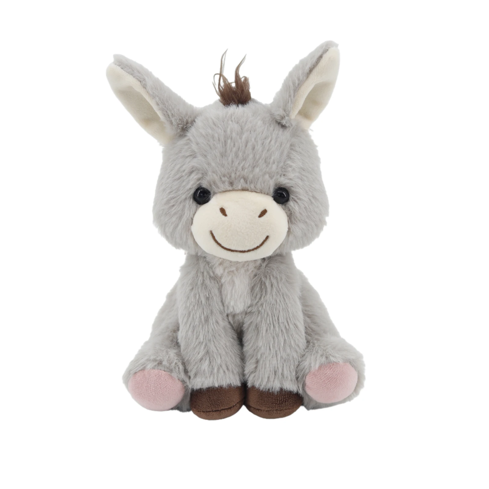 Lindo burro gris de peluche, juguete de peluche suave, muñeco de burro gris esponjoso para niños y adultos, regalo de cumpleaños, decoración del hogar