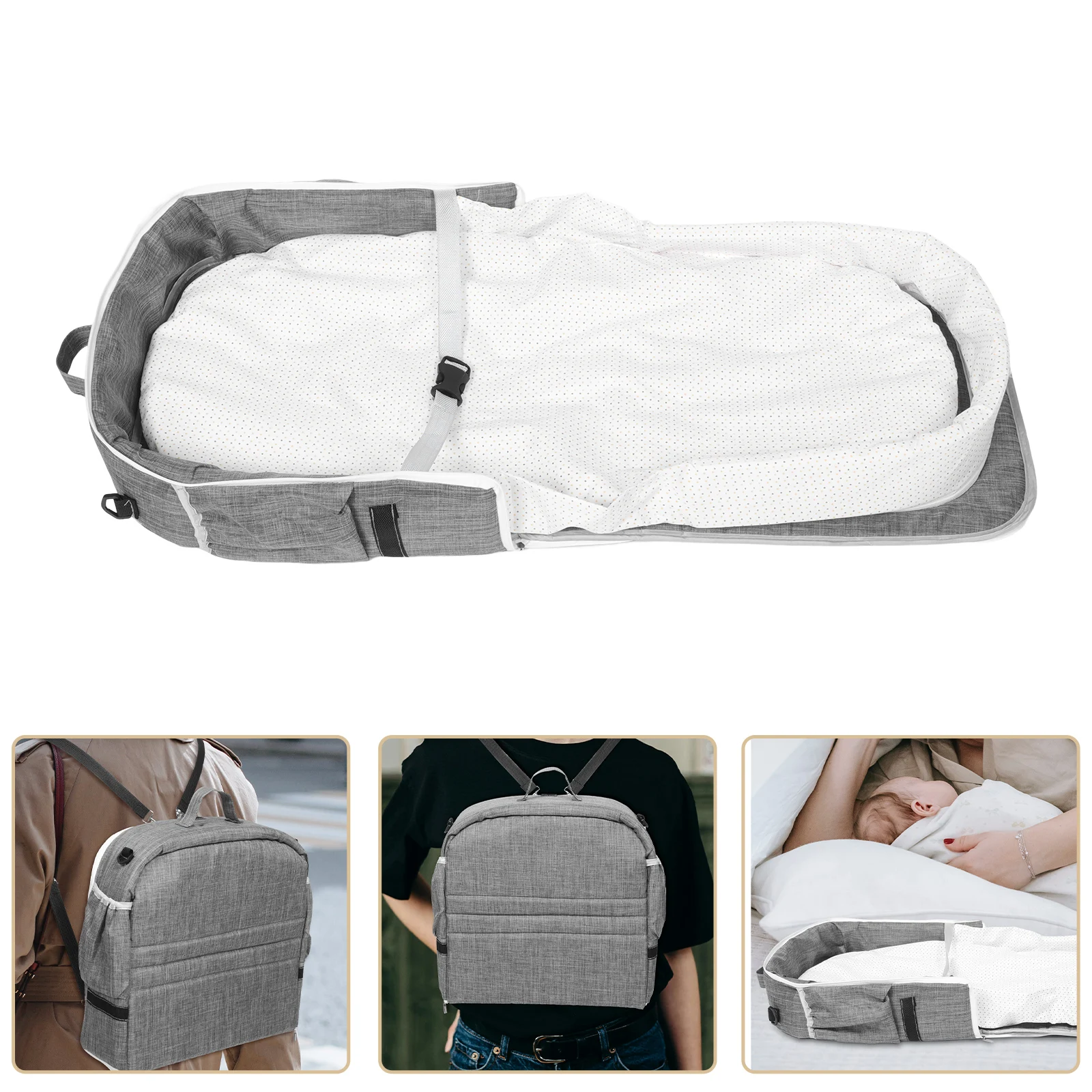 Portable Crib Bag Baby Bassinet Foldable Travel Backpack Straps Detachable Bedinbed Kids Toddler Floor Portable Infant