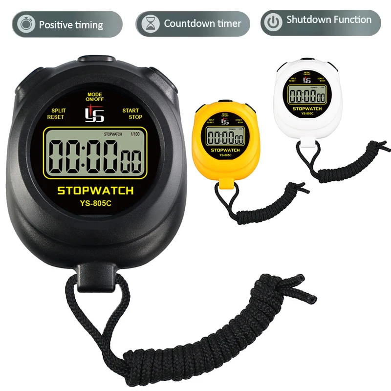 YS-805C Professional Handheld Digital Stopwatch Timer Outdoor Sports Training Timer 0.01s Precision Timer with Shutdown Function
