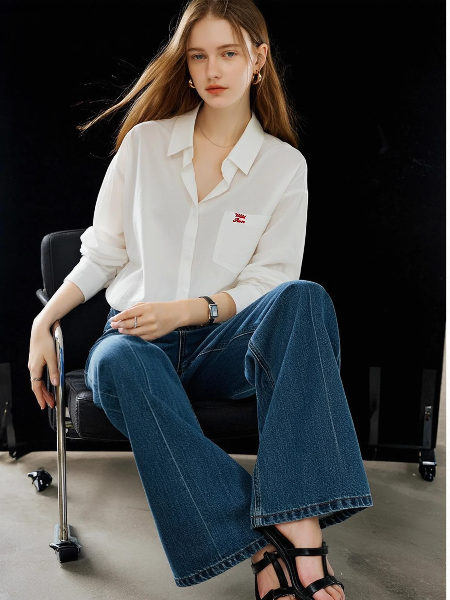 

HUAAPPUW Laisel Fiber Loose Fit Embroidered Letter Long Sleeve White Shirt Women's Casual Style Breathable Thin Autumn New Ar...