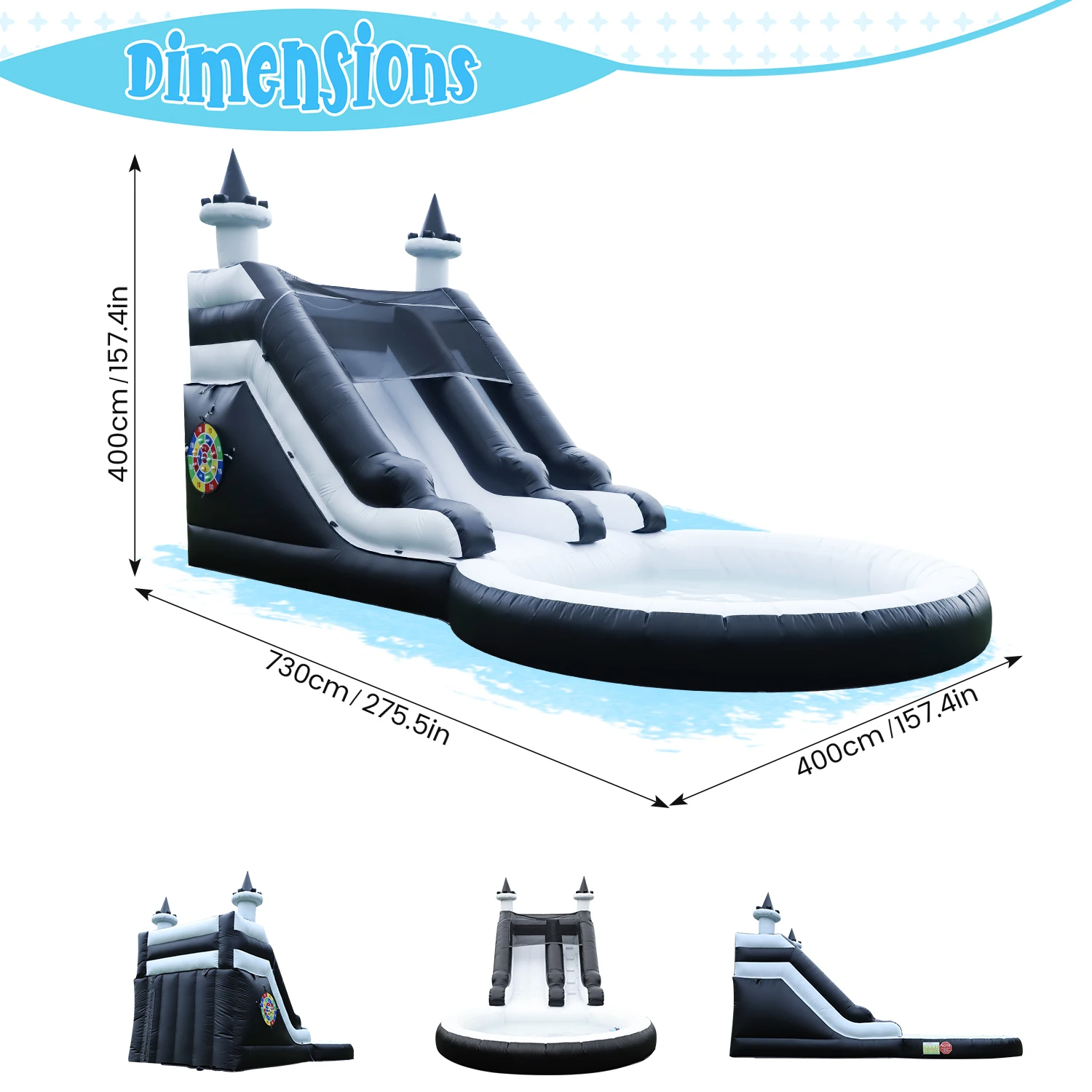 インフレータブル黒夏屋外 Sildes エアバウンス水アミューズメント遊具インフレータブル水ダブルスライドバブルボールピット