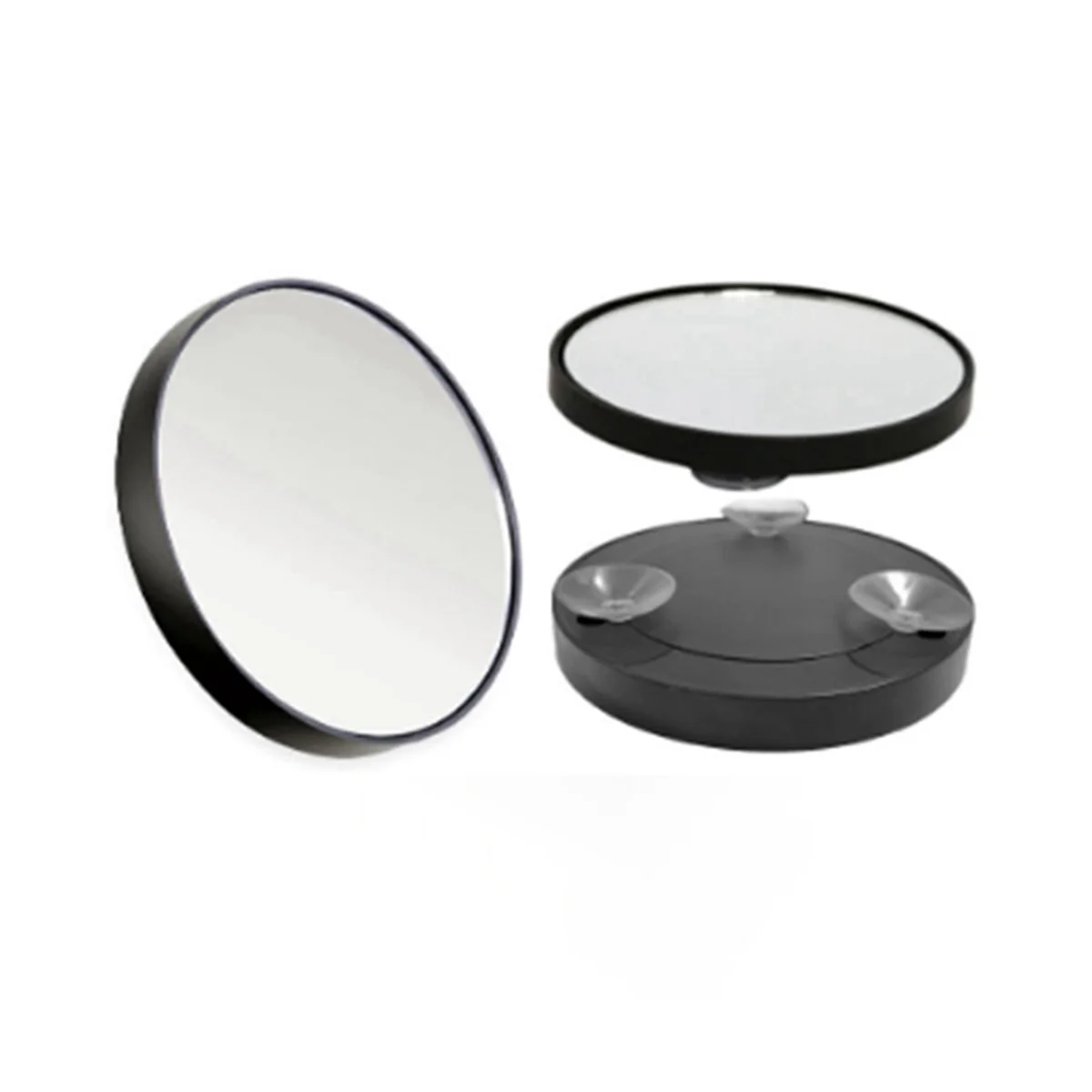 Handheld Vanity Mirror com alça, ampliação anti-fog, ventosa, preto, 20X