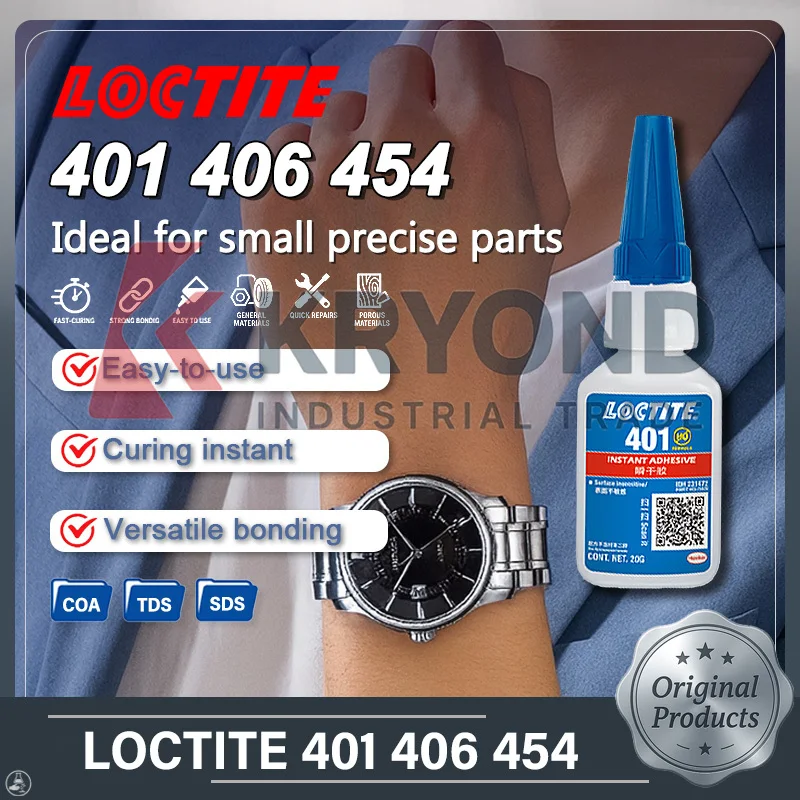 LOCTITE 401 406 454 Serie de adhesivos instantáneo Sellador de cianoacrilato industrial para uso en caucho, plástico, metal y unión de componentes