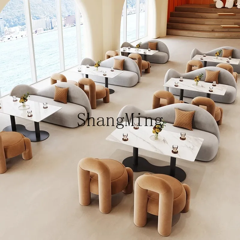 

FG Premium Cafe Sofa Card Seat Sofa Rest Area Reception and Negotiation Restaurant Tea House Milk Tea Shop Tables and Chairs