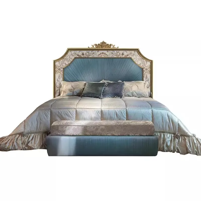 French shell parquet double bed, master bedroom bed in European-style palace villa