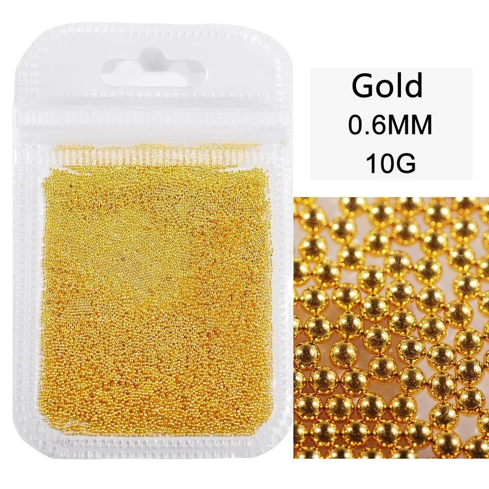 Dekoracje do paznokci 3D z dżetami, koraliki kawiorowe ze stali nierdzewnej o średnicy 0,6 mm - 2 mm, narzędzie do manicure, różowe złoto, szary srebrny